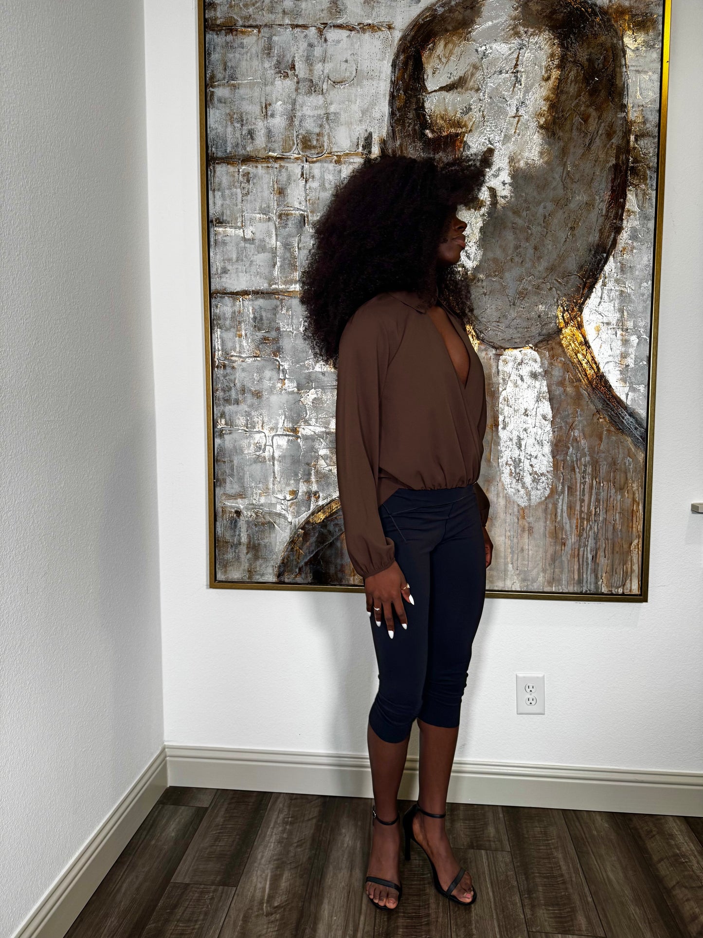 Chiffon Open Collar Top