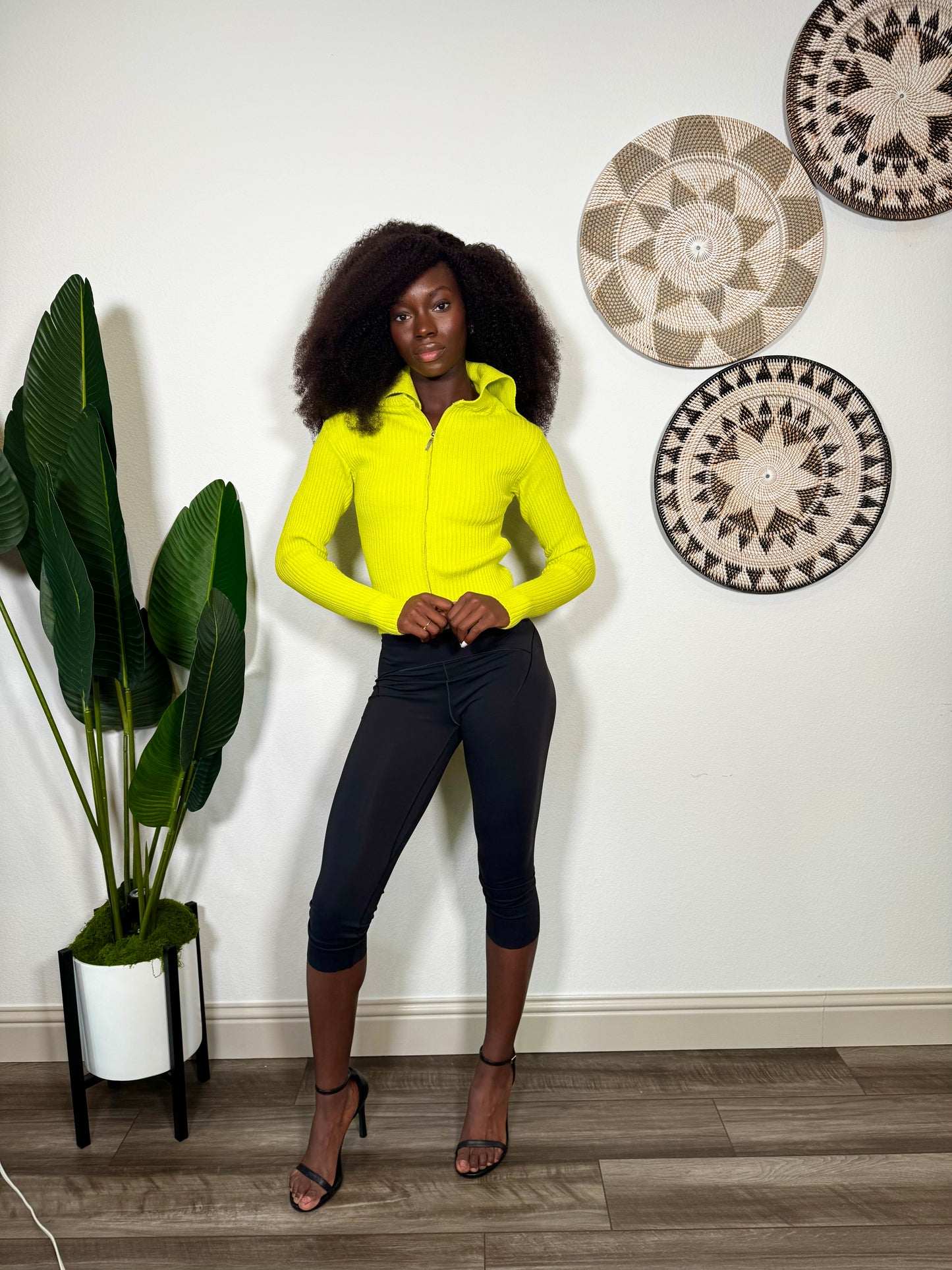 Oversized Collar Neon Top