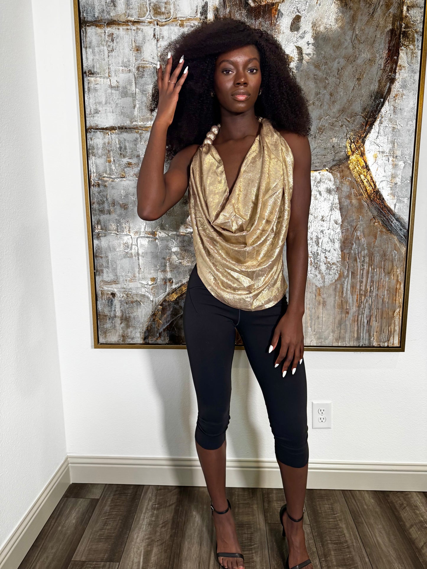 Beaded Neck Open Back Top