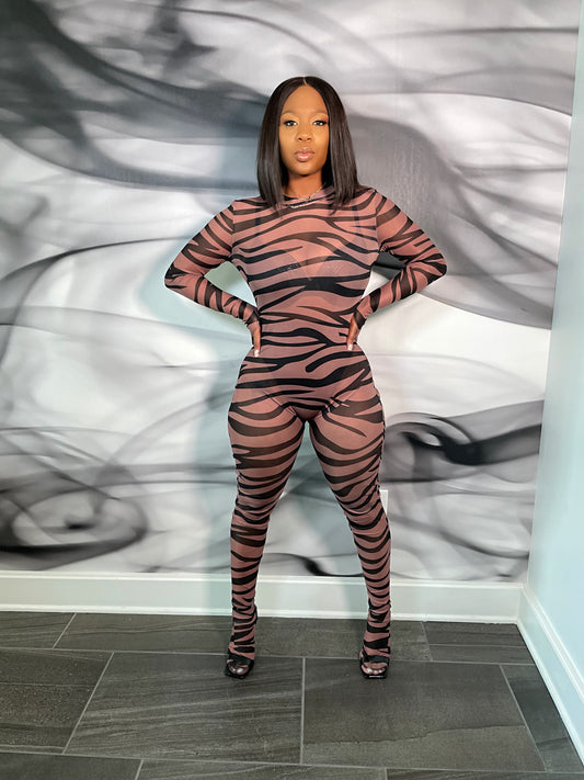 Zebra Stripe Jumpsuit